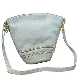 Jessica Simpson Whitney faux leather crossbody bucket bag in iceberg green
